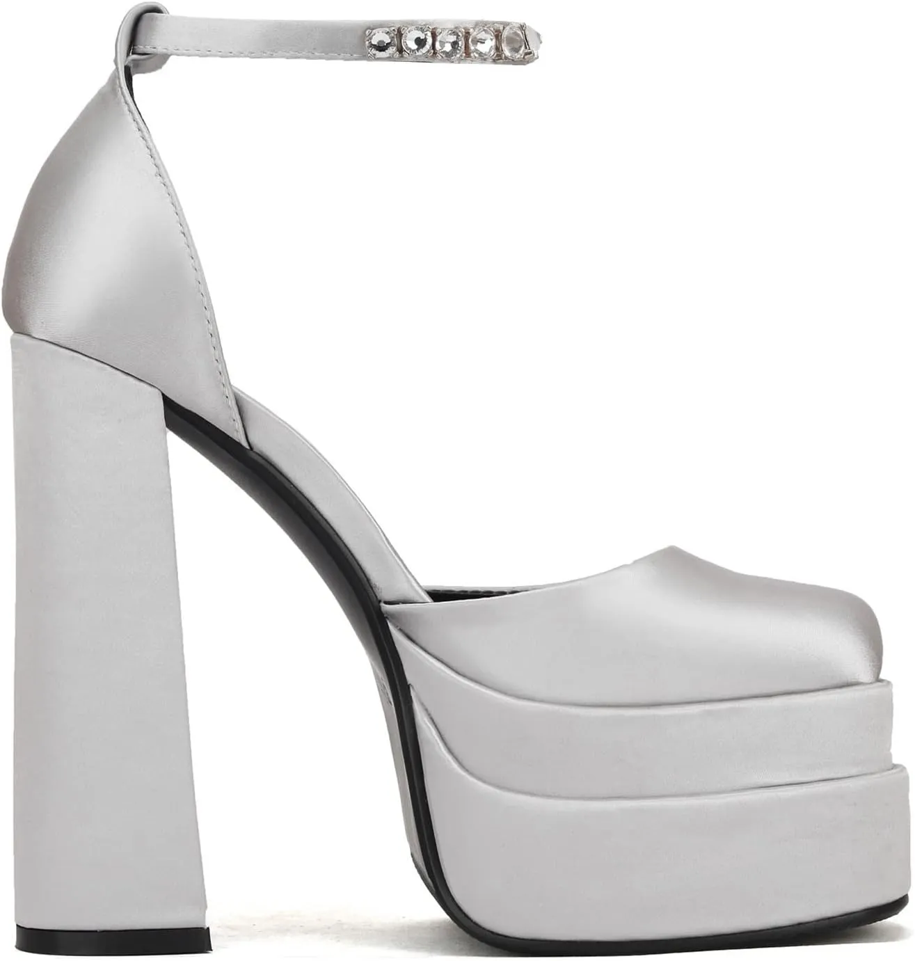 THESHY Womens Platform Chunky High Block Heels Ankle Strap Buckles Wedge Dress Pumps Fashion Shoes for Women