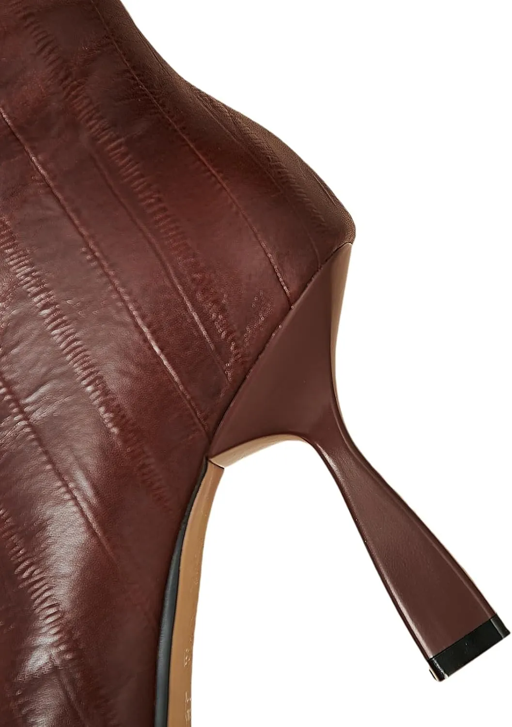 TinaCus Metal Square Toe Embossed Genuine Leather Handmade Zipper Stiletto High Heels Women's Ankle Boots