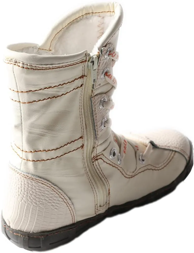 TMA EYES Snake-Embossed Leather and PU Upper Faux Fur Lining Short Flat Boot for Women