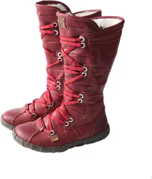 TMA EYES Snake-Embossed Leather and PU Upper Women's Tall Boot