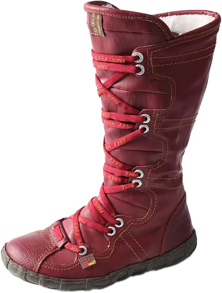 TMA EYES Snake-Embossed Leather and PU Upper Women's Tall Boot