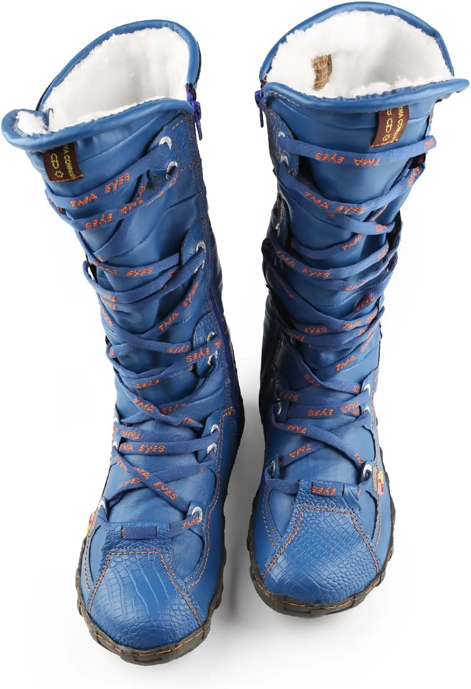 TMA EYES Snake-Embossed Leather and PU Upper Women's Tall Boot