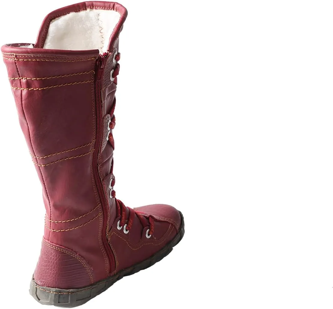 TMA EYES Snake-Embossed Leather and PU Upper Women's Tall Boot