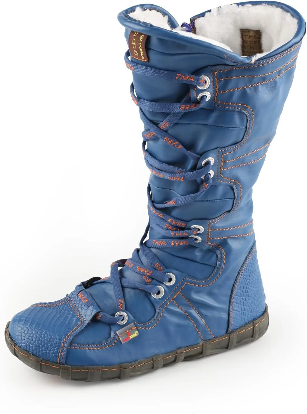 TMA EYES Snake-Embossed Leather and PU Upper Women's Tall Boot