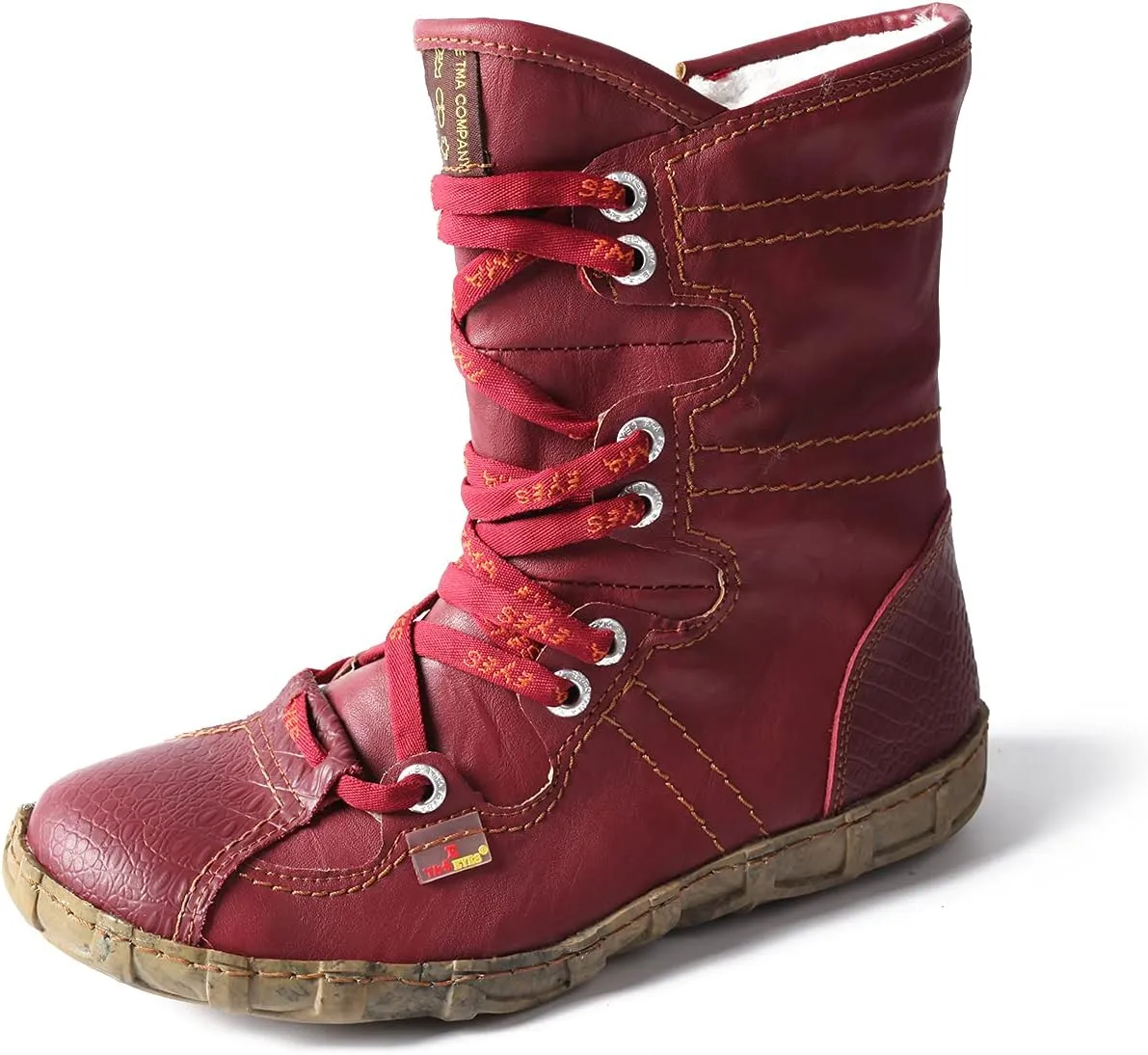 TMA EYES Women Snow Boots PU and Genuine Leather Patchwork Faux Fur Inner Lining Slip-Resistant and Long-Lasting Woemn Ankle Boots
