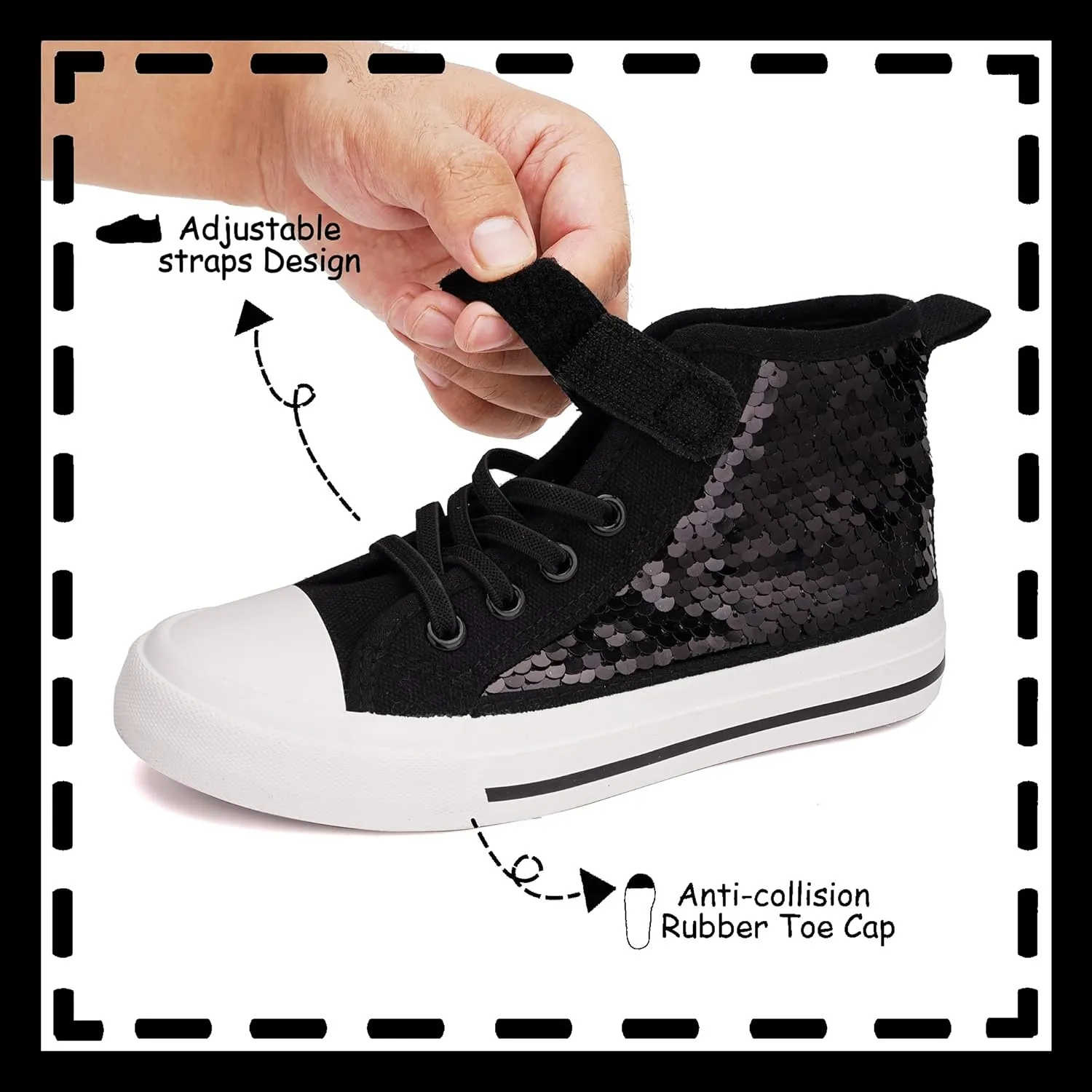 Toandon Kids Adorable Fashion High Top Casual Canvas Sneakers
