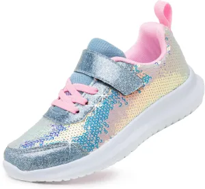 Toandon Toddler Kids Sneakers Sparkle Fashion Glitter Sequins Canvas Shoes