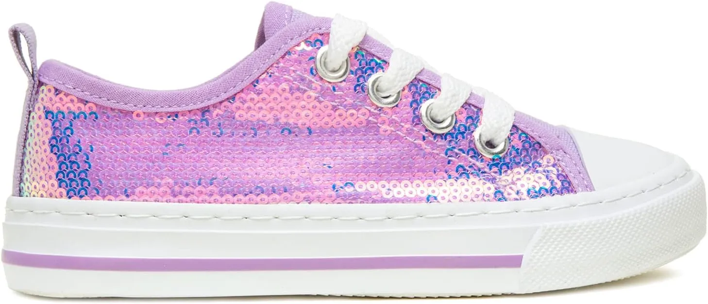 ToandonToddler Kids Sneakers Sparkle Fashion Glitter Sequins Canvas Shoes