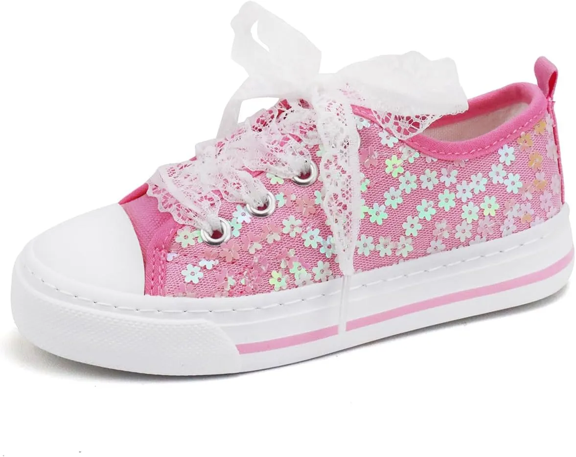 ToandonToddler Kids Sneakers Sparkle Fashion Glitter Sequins Canvas Shoes