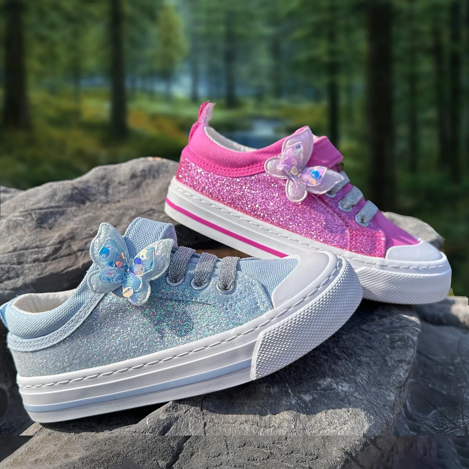 ToandonToddler Kids Sneakers Sparkle Fashion Glitter Sequins Canvas Shoes
