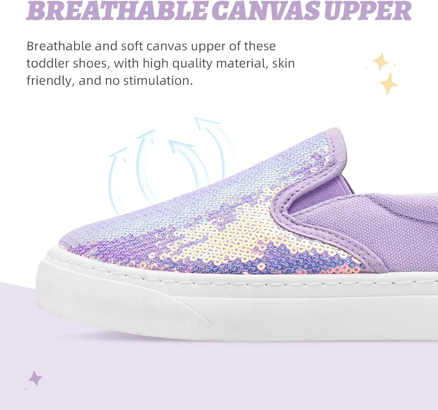 Toddler Girls and Boys Sneakers Canvas Low Top Slip On Casual Sparkle Sequins Walking/Running Shoes