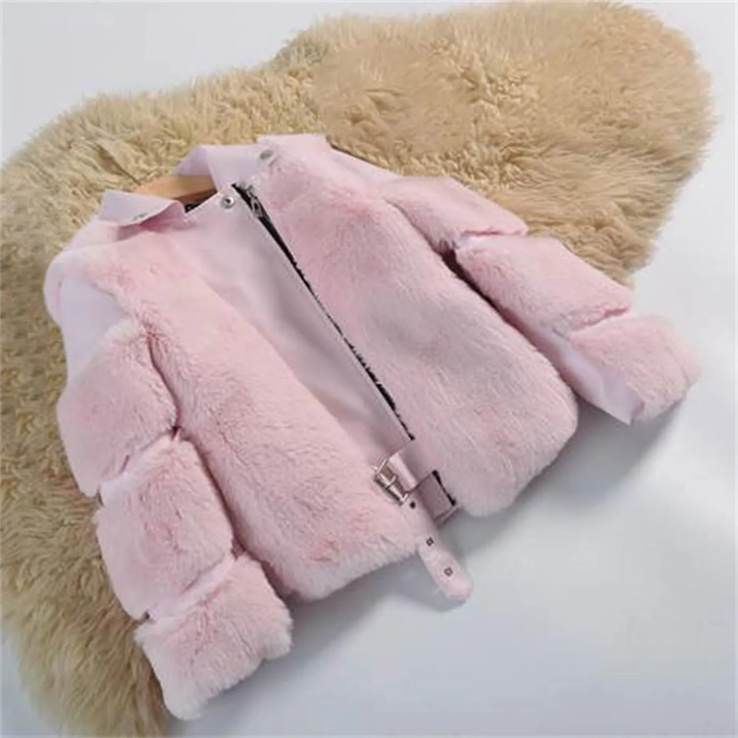 Toddler Girls Belted Faux Leather Moto Jacket Fall and Winter Fashion Biker Coat Zip Leather Jackets for Kids Outwear