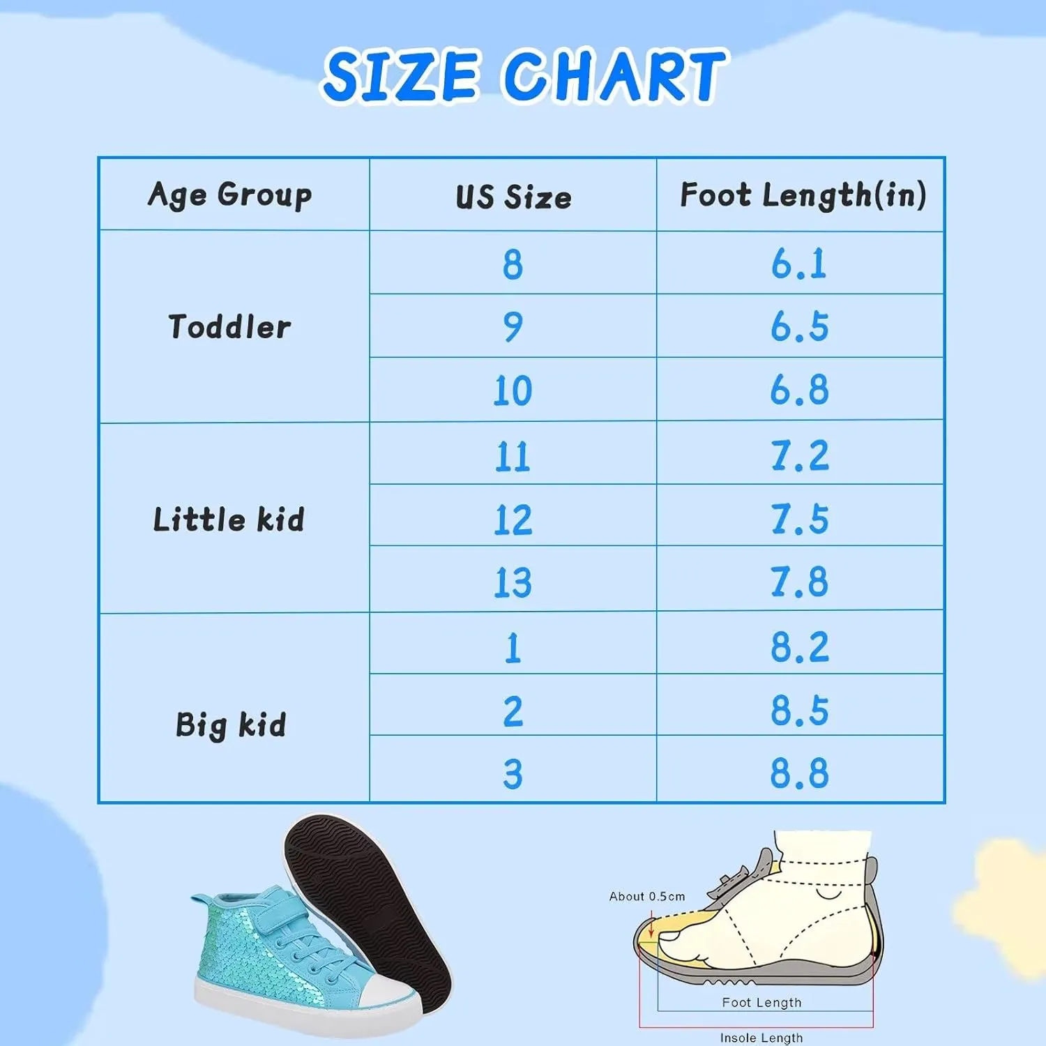 Toddler Girls Sparkle Canvas Shoes High Top Sneakers Little Big Kids Boys Walking Cushioned Shoes Toddler 8-Big Kid 3