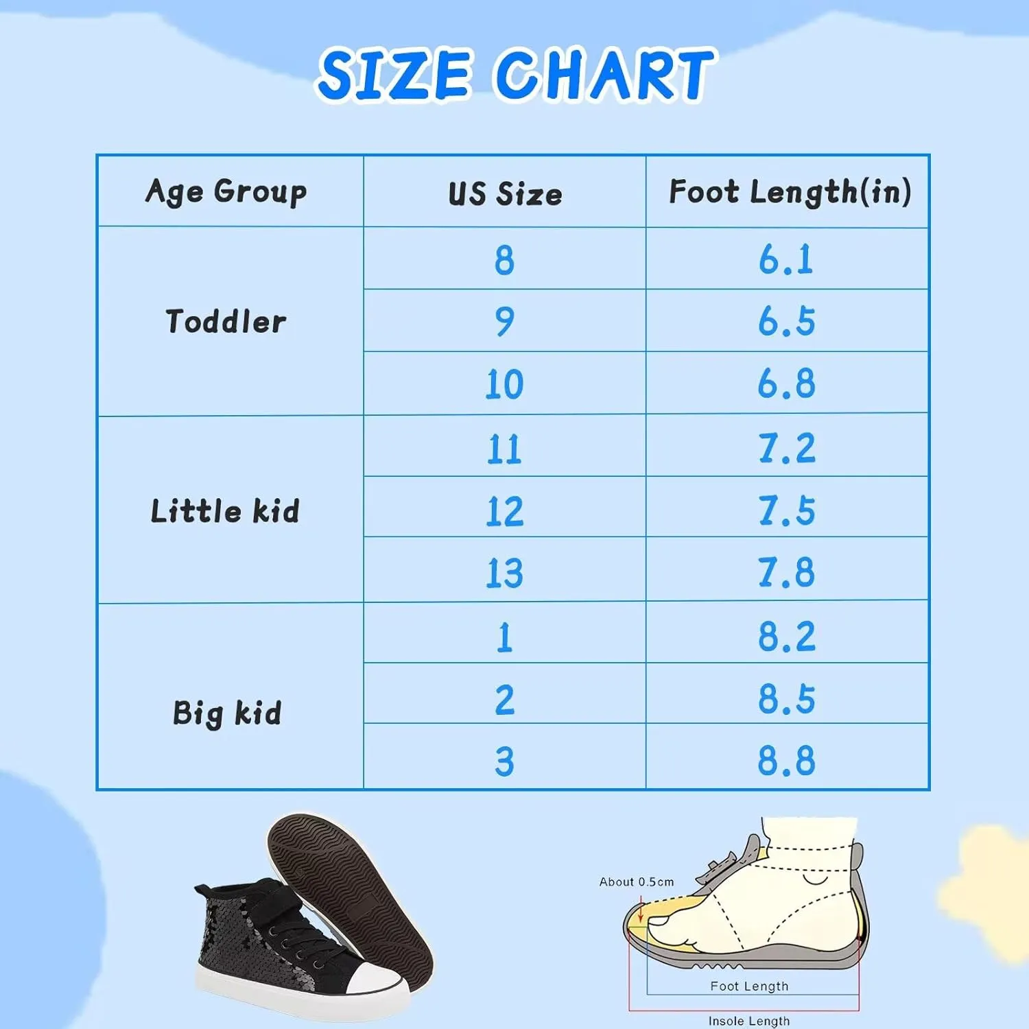 Toddler Girls Sparkle Canvas Shoes High Top Sneakers Little Big Kids Boys Walking Cushioned Shoes Toddler 8-Big Kid 3