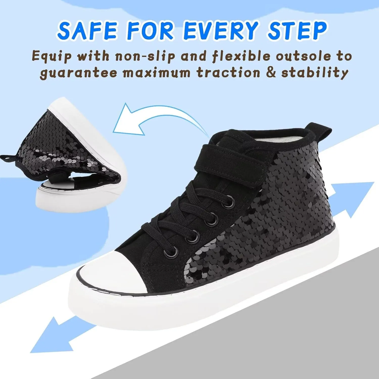 Toddler Girls Sparkle Canvas Shoes High Top Sneakers Little Big Kids Boys Walking Cushioned Shoes Toddler 8-Big Kid 3