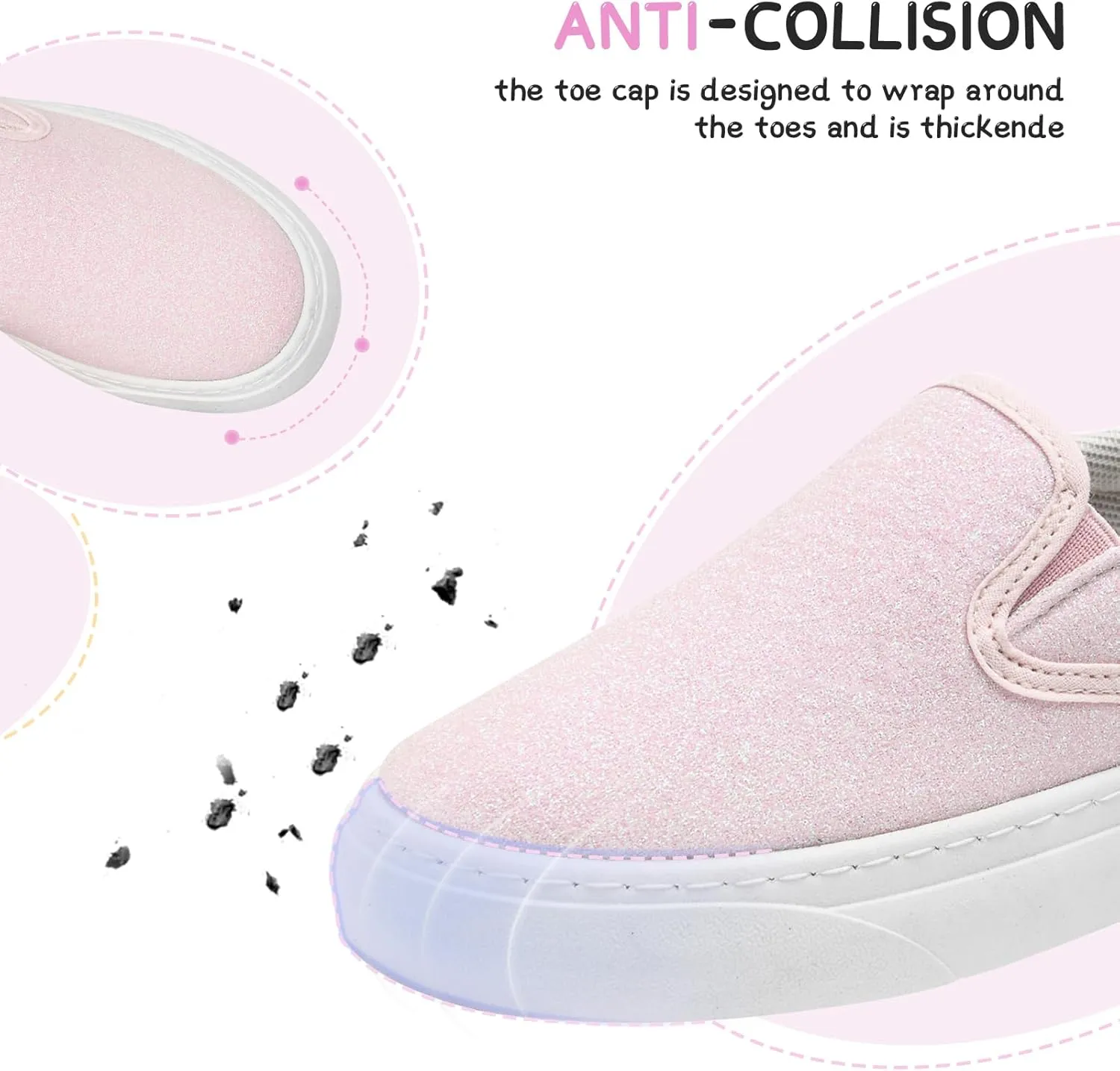 Toddler Sneakers for Girls Boys Low Top Slip On Kids Canvas Casual Shoes Comfortable Walking Sequins Glitter Shoes