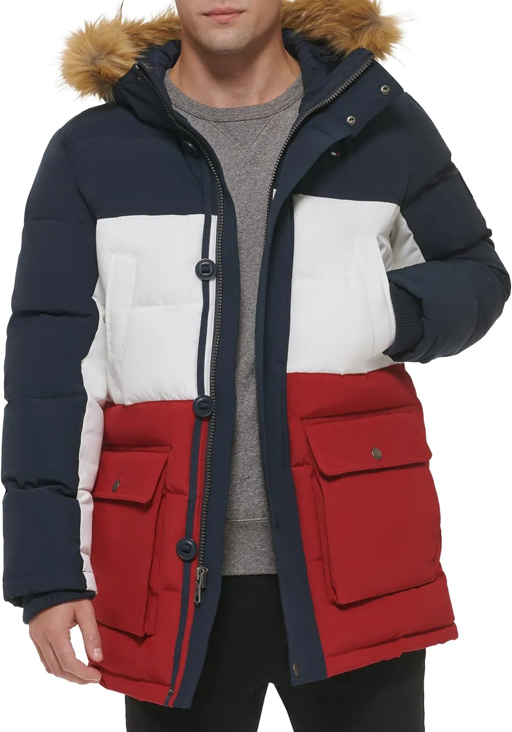 Tommy Hilfiger Men's Arctic Cloth Heavyweight Performance Parka Down Alternative Outerwear Coat