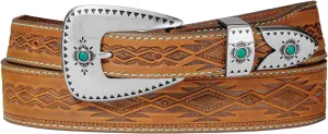 Tony Lama Brown Dako 3 Peice Buckle - Accessories Belt Ladies