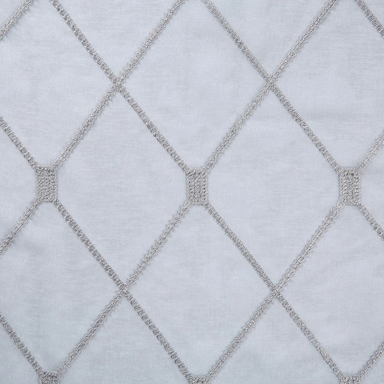 Top Finel Grey Sheer Curtains 84 Inches Length for Living Room Bedroom Diamond Embroidered Grommet Window Curtains, 2 Panels