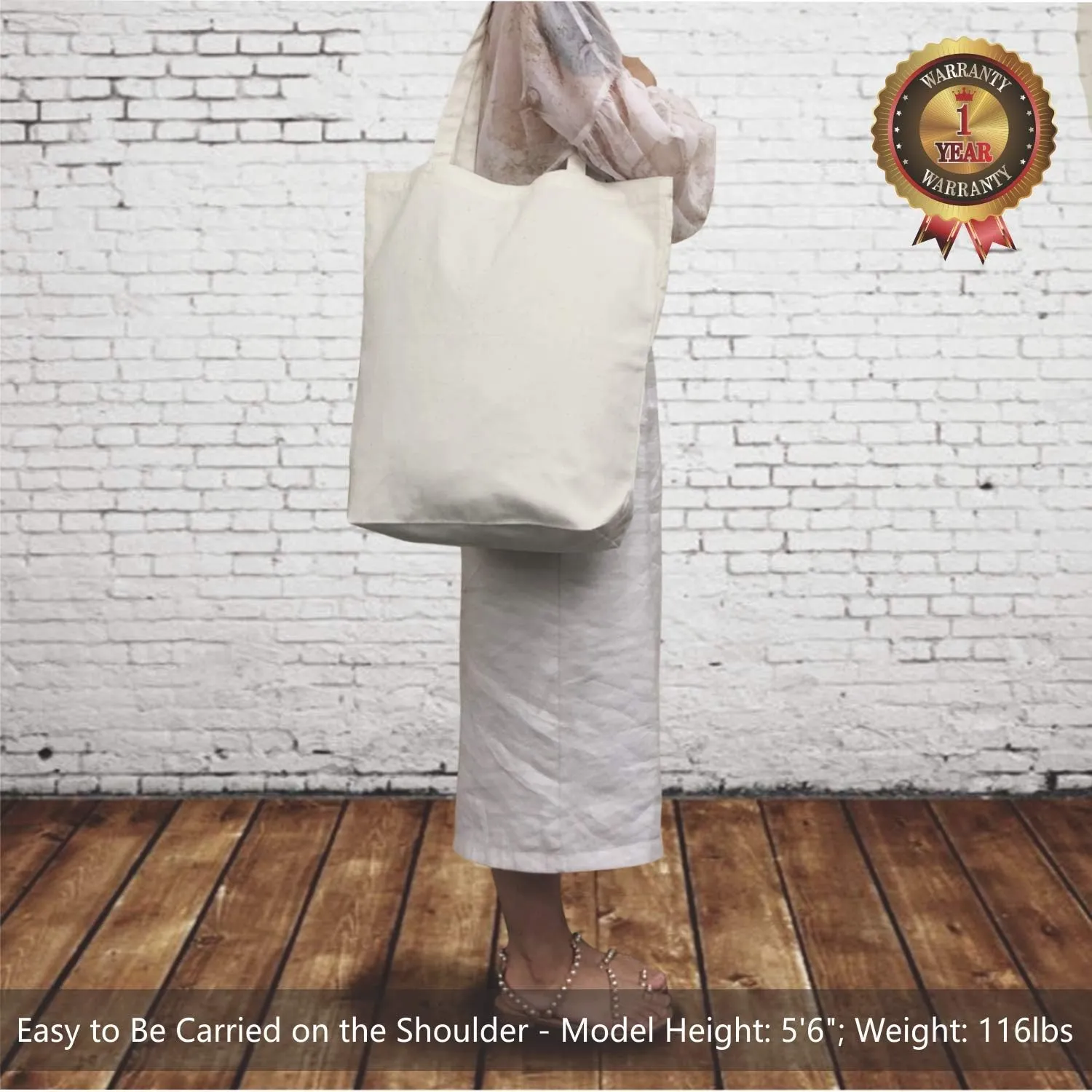 TOPDesign 2 | 6 | 12 Pack Super Strong Large 17.5"x16.5"x5" 10oz Cotton Canvas Tote, Reusable Grocery Shopping Bag, Blank Natural Bags for Crafts, DIY Your Creative Designs (Pack of 12)