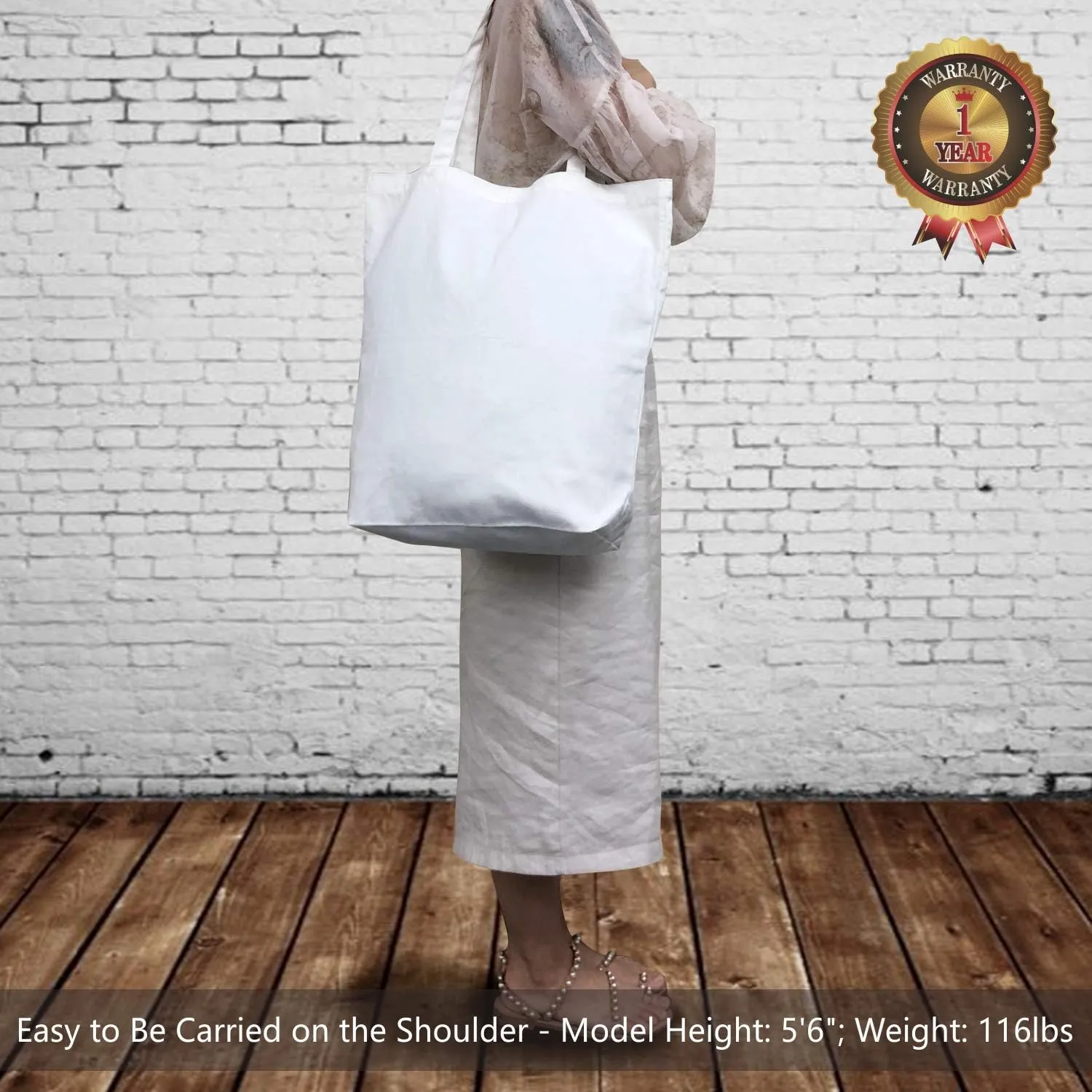 TOPDesign 2 | 6 | 12 Pack Super Strong Large 17.5"x16.5"x5" 10oz Cotton Canvas Tote, Reusable Grocery Shopping Bag, Blank White Bags for Crafts, DIY Your Creative Designs (Pack of 12)