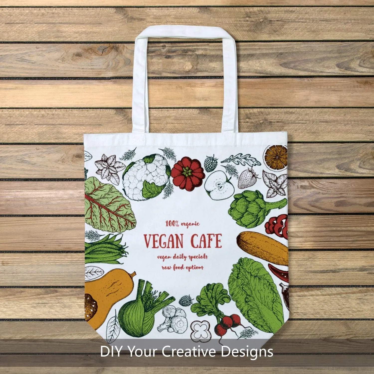 TOPDesign 2 | 6 | 12 Pack Super Strong Large 17.5"x16.5"x5" 10oz Cotton Canvas Tote, Reusable Grocery Shopping Bag, Blank White Bags for Crafts, DIY Your Creative Designs (Pack of 12)