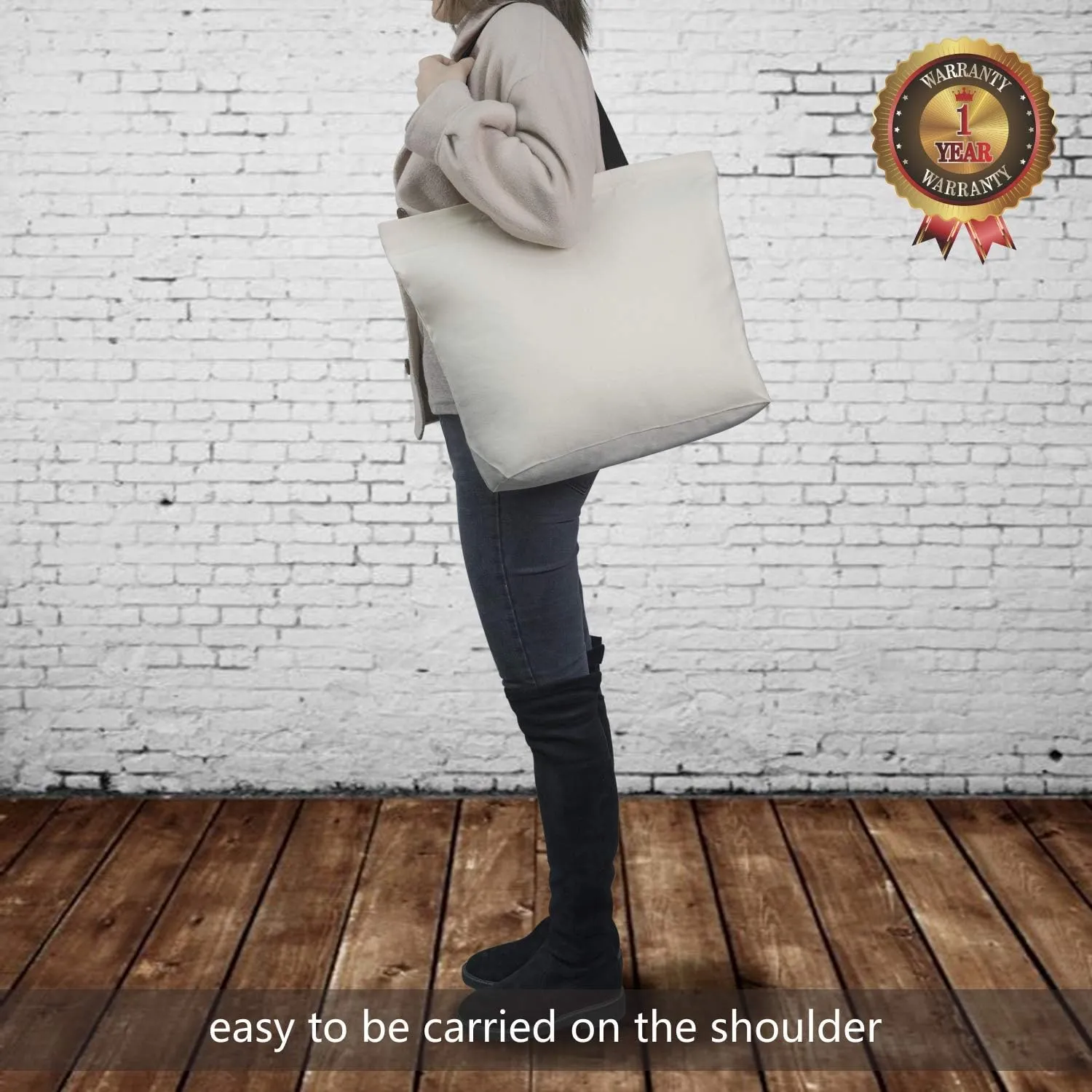 TOPDesign 2-Pack Canvas Tote Bags with Magnetic Snap, Reusable Grocery Shopping Bags, DIY Your Creative Designs