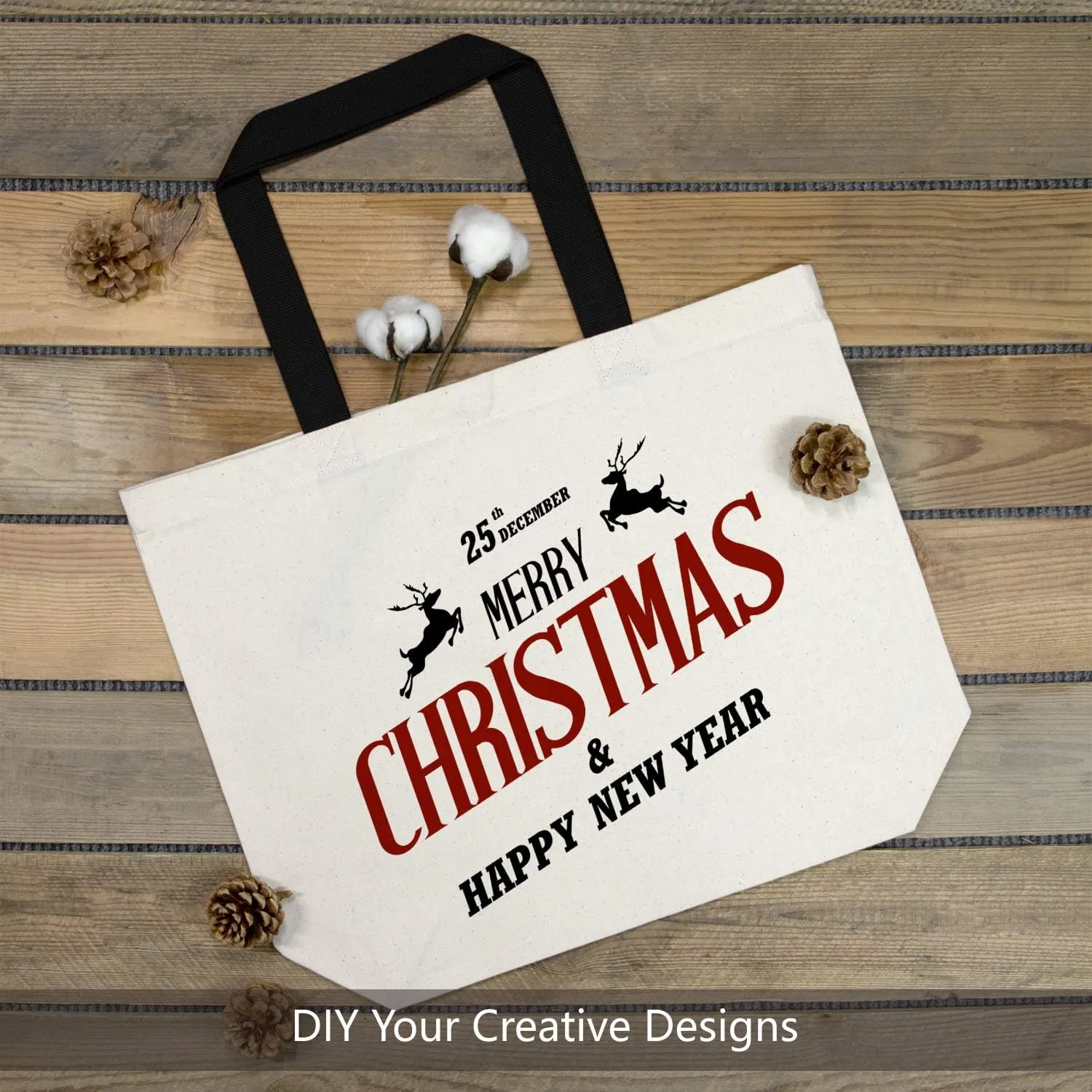 TOPDesign 2-Pack Canvas Tote Bags with Magnetic Snap, Reusable Grocery Shopping Bags, DIY Your Creative Designs