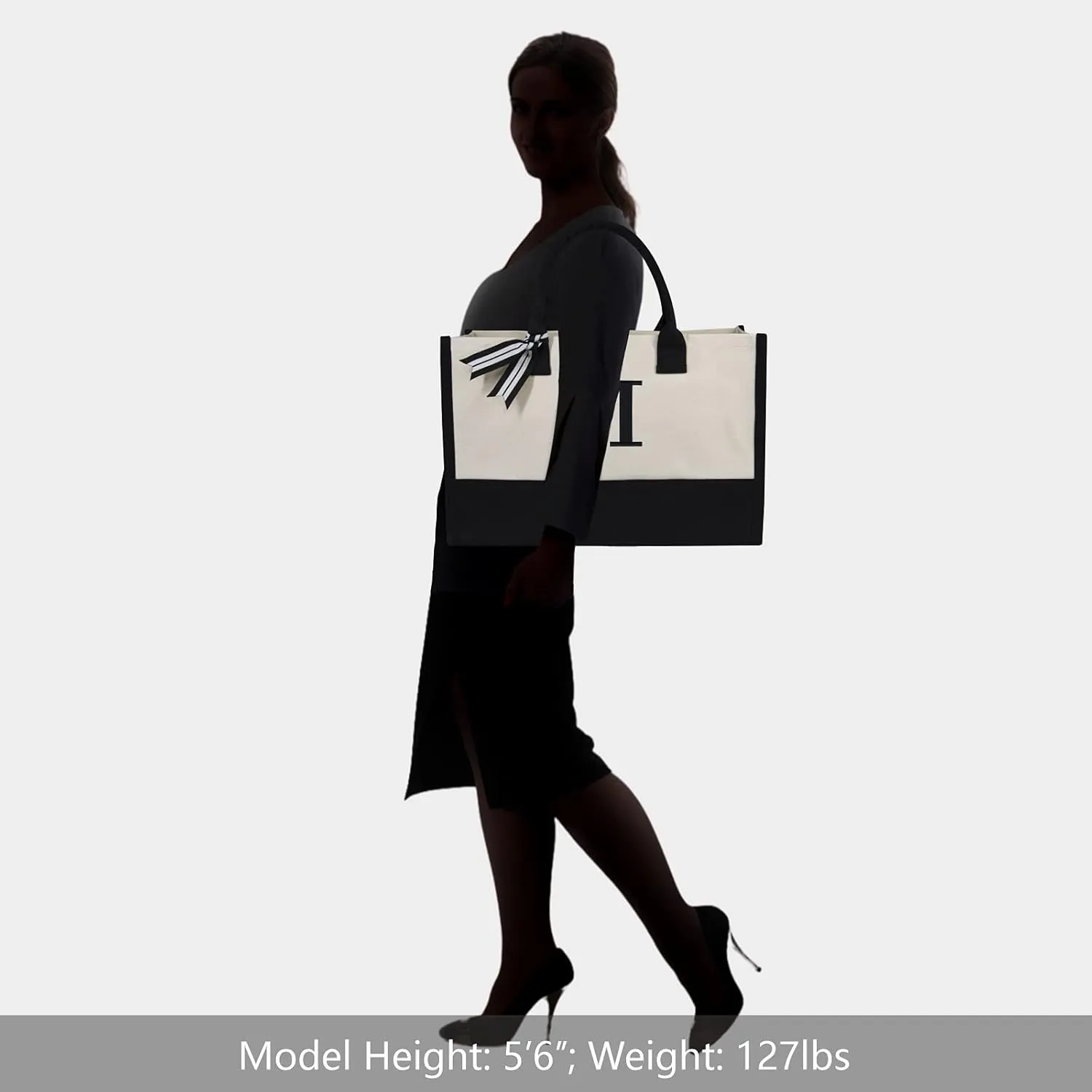 TOPDesign Embroidery Initial Canvas Tote Bag, Personalized Present Bag, Suitable for Wedding, Birthday, Beach, Holiday, is a Great Gift for Women, Mom, Teachers, Friends, Bridesmaids (Letter M)