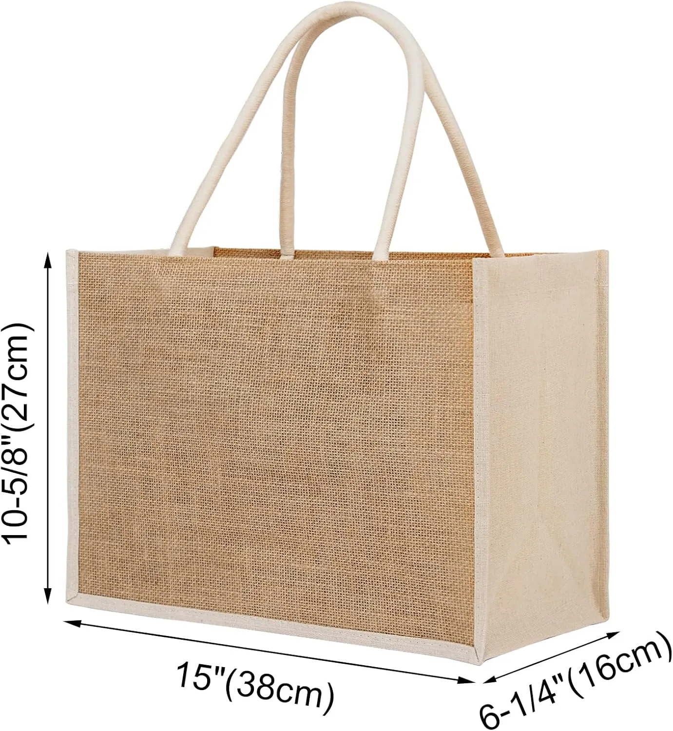 TopTie 6 PCS Jute Tote Bags Reusable Burlap Grocery Shopping Bags Bridesmaid Bag for Wedding