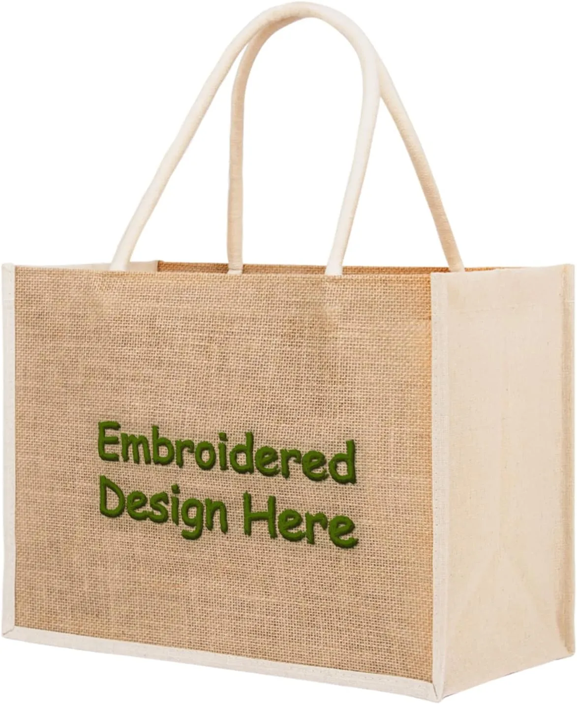 TOPTIE Embroidery Custom Tote Bags with Name/Logo, Personalized Burlap Tote Bags Beach Jute Tote Bag