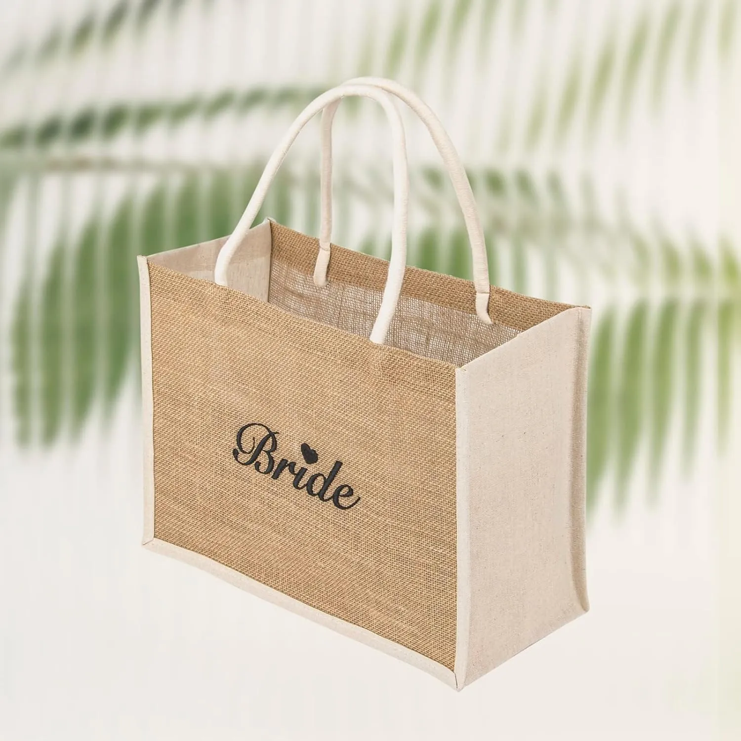 TOPTIE Embroidery Custom Tote Bags with Name/Logo, Personalized Burlap Tote Bags Beach Jute Tote Bag
