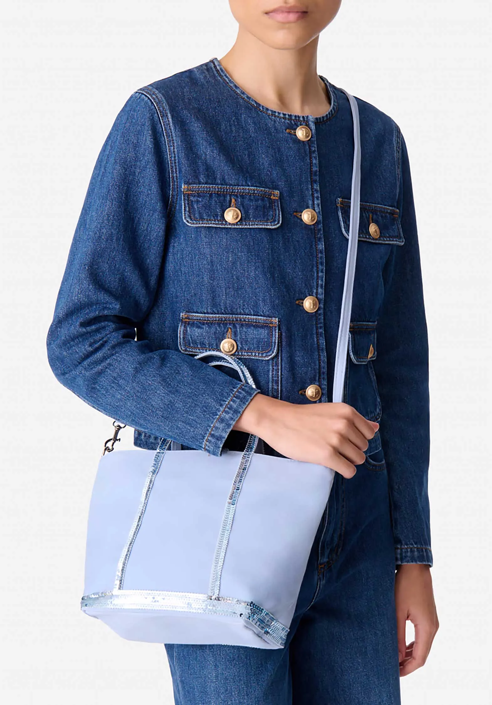 Tote Bag Canvas Cabas S Ve01-v40435 Indigo-Clair