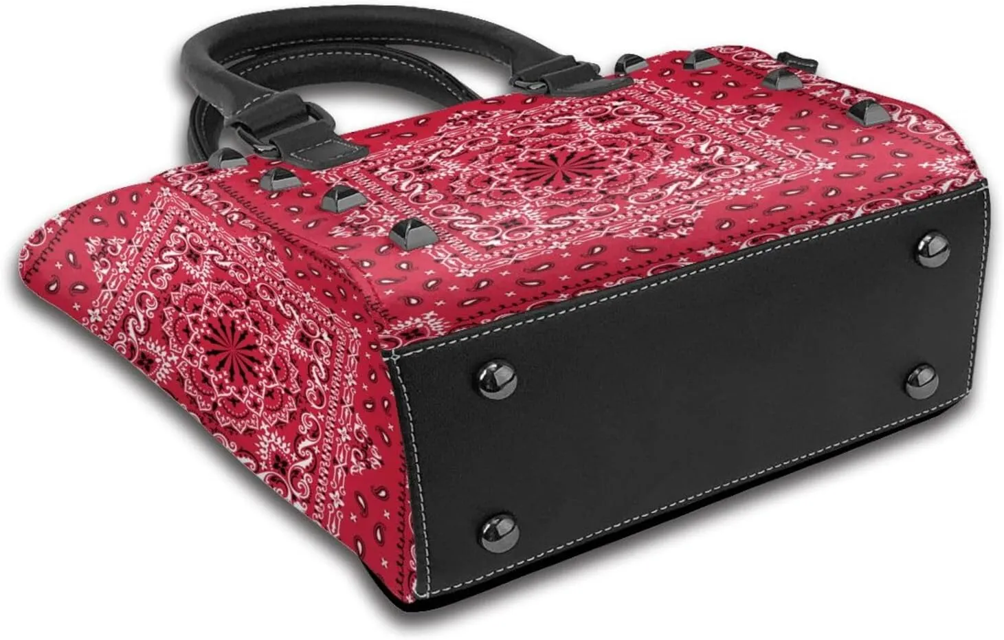 Tote Handbag for Women Faux Leather Shoulder Bag with Studded PU Leather Zipper Bag for Travel Work