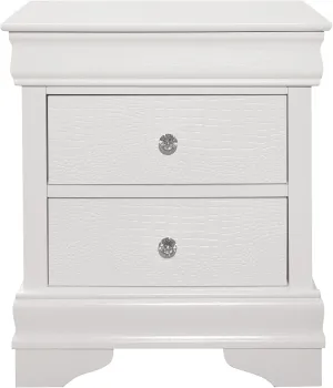 Traditional Design Bedroom Furniture 1pc Nightstand of 3X Drawers Faux Alligator Embossed Fronts White Finish,Easy to Install