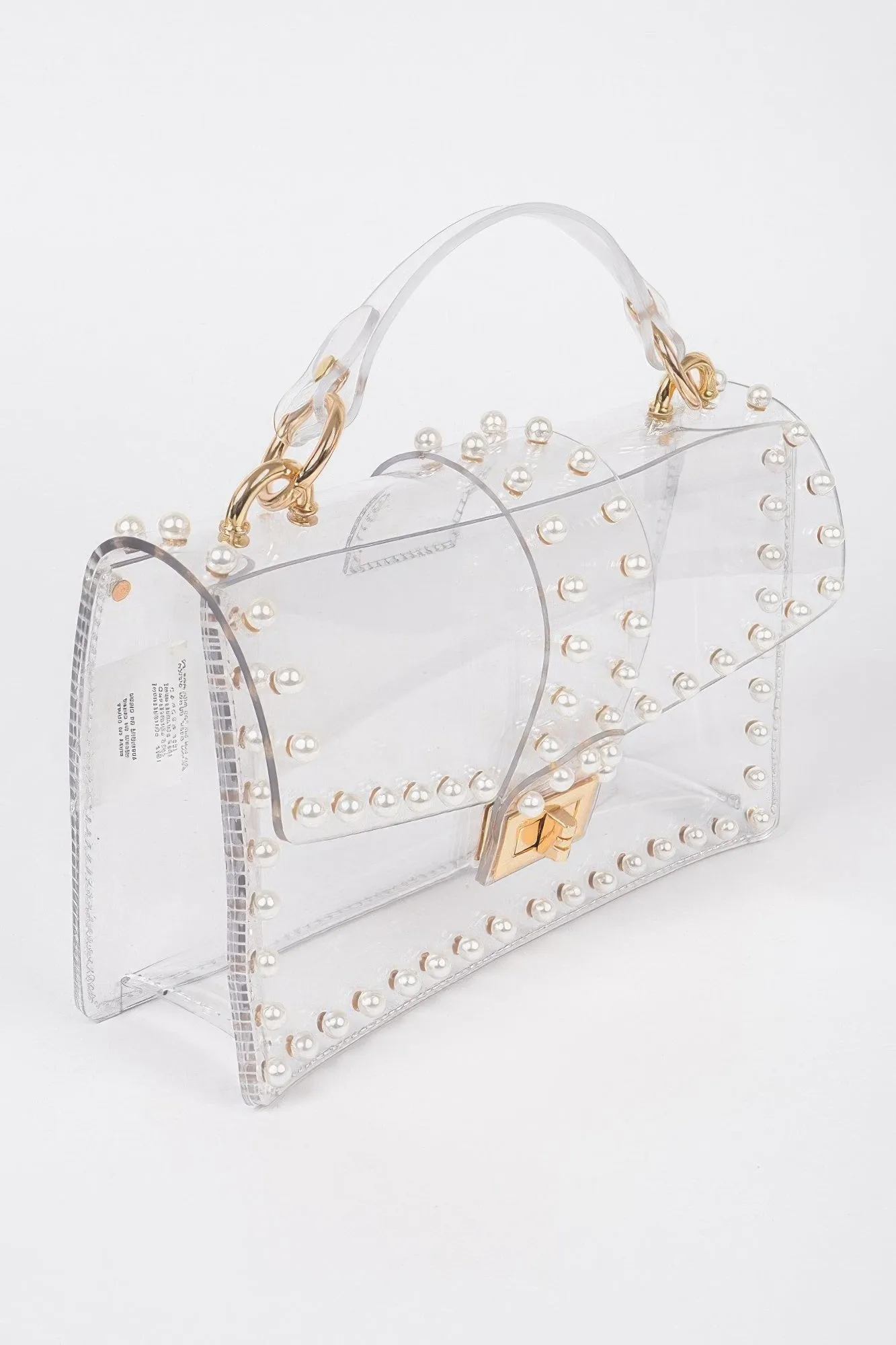 Transparent Clutch with Faux Pearls