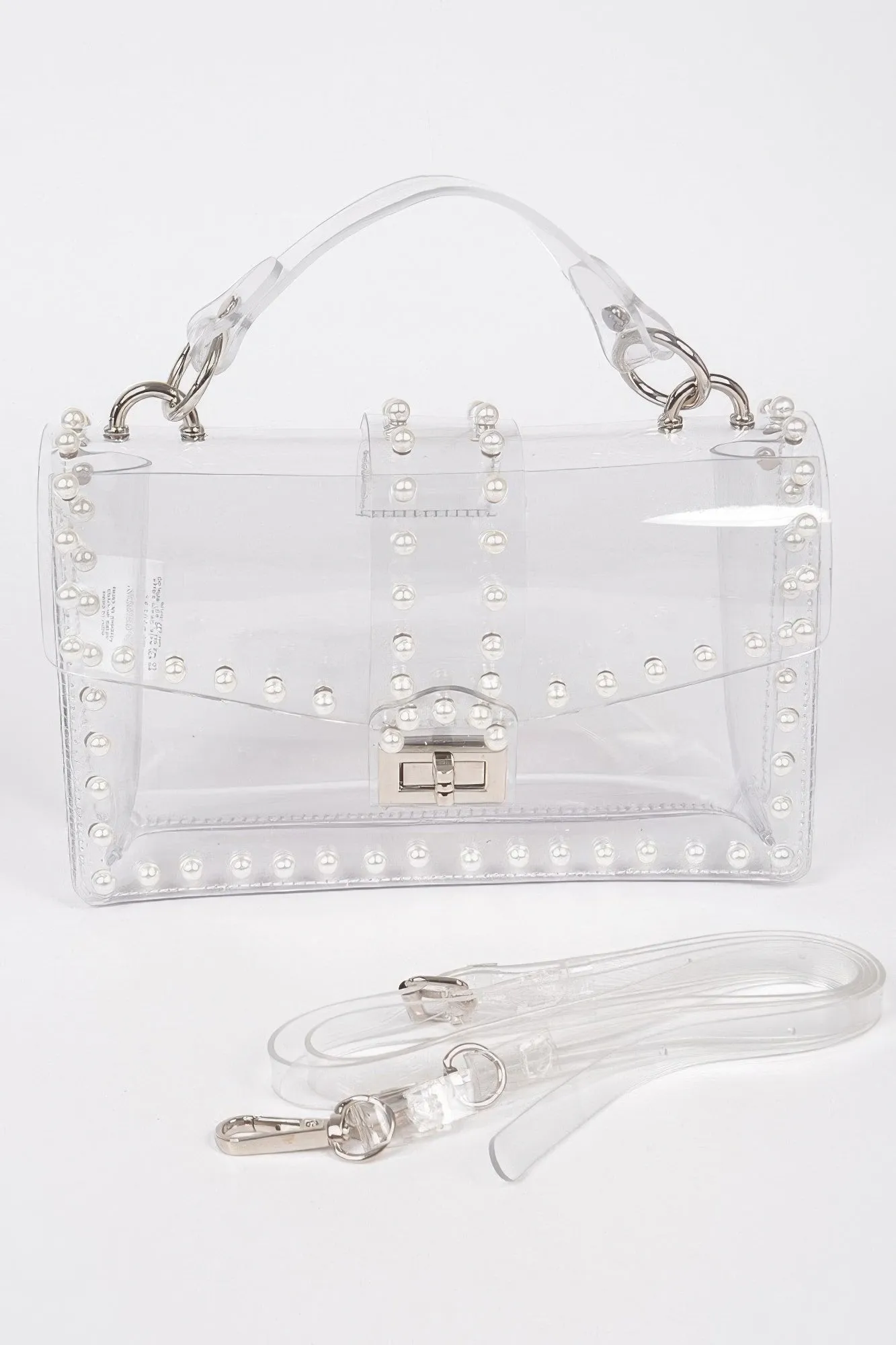 Transparent Clutch with Faux Pearls
