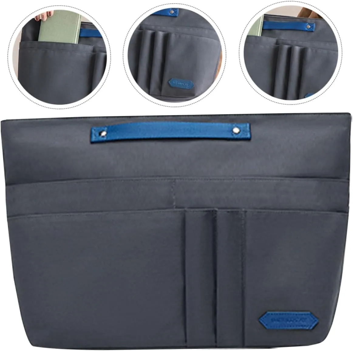 Travel Toiletry Stylish Storage Freestanding Pouch Portable Separation Brush Cosmetic Bag Makeup, Dark Grey, 39X24X14CM