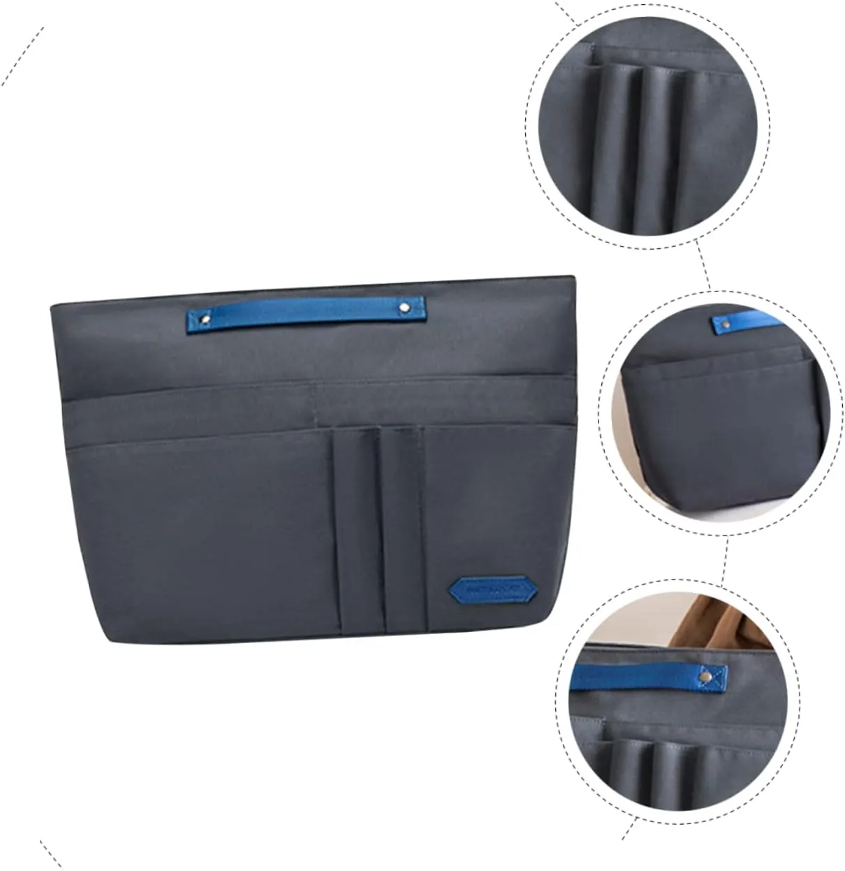 Travel Toiletry Stylish Storage Freestanding Pouch Portable Separation Brush Cosmetic Bag Makeup, Dark Grey, 39X24X14CM
