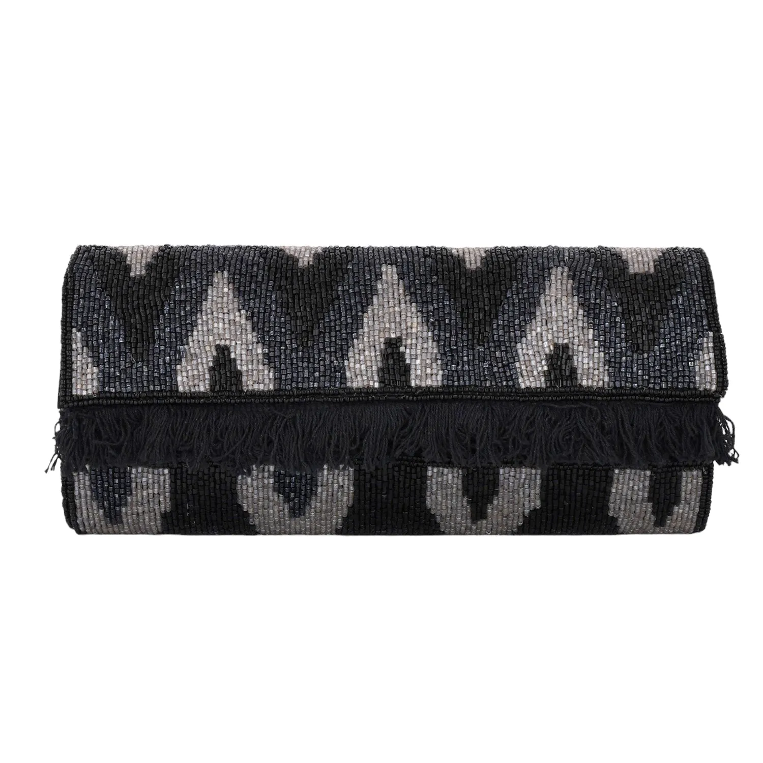 Trendy Bags Black Beaded Clutch