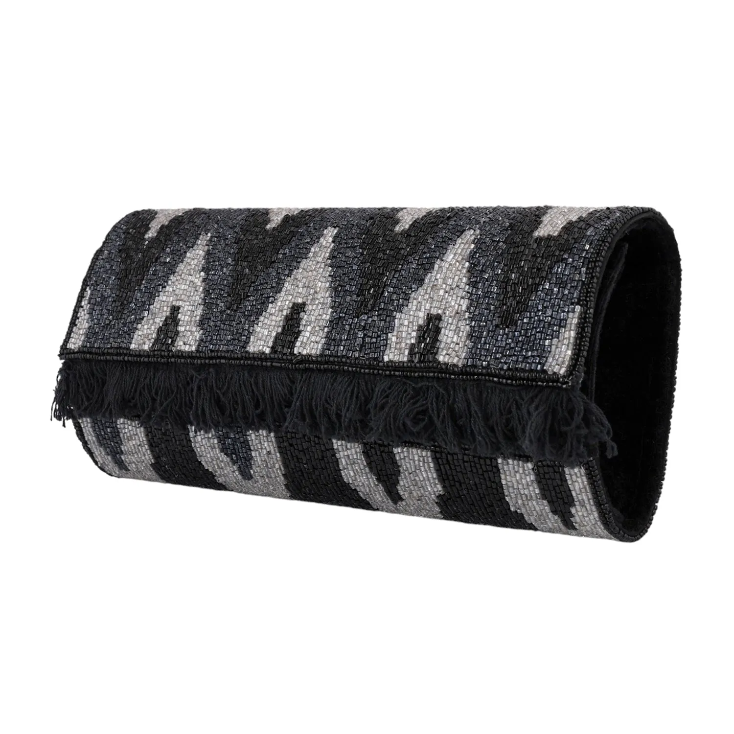 Trendy Bags Black Beaded Clutch
