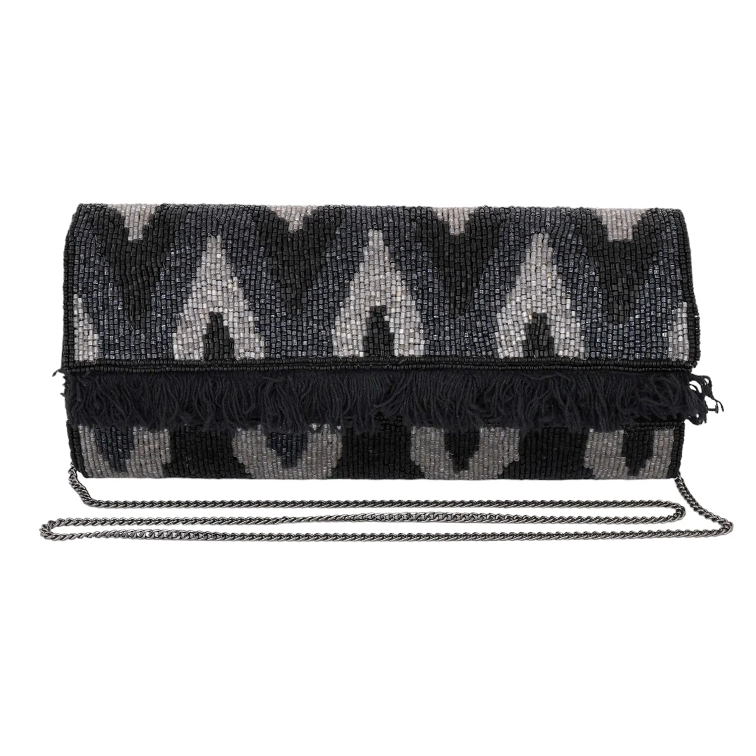 Trendy Bags Black Beaded Clutch