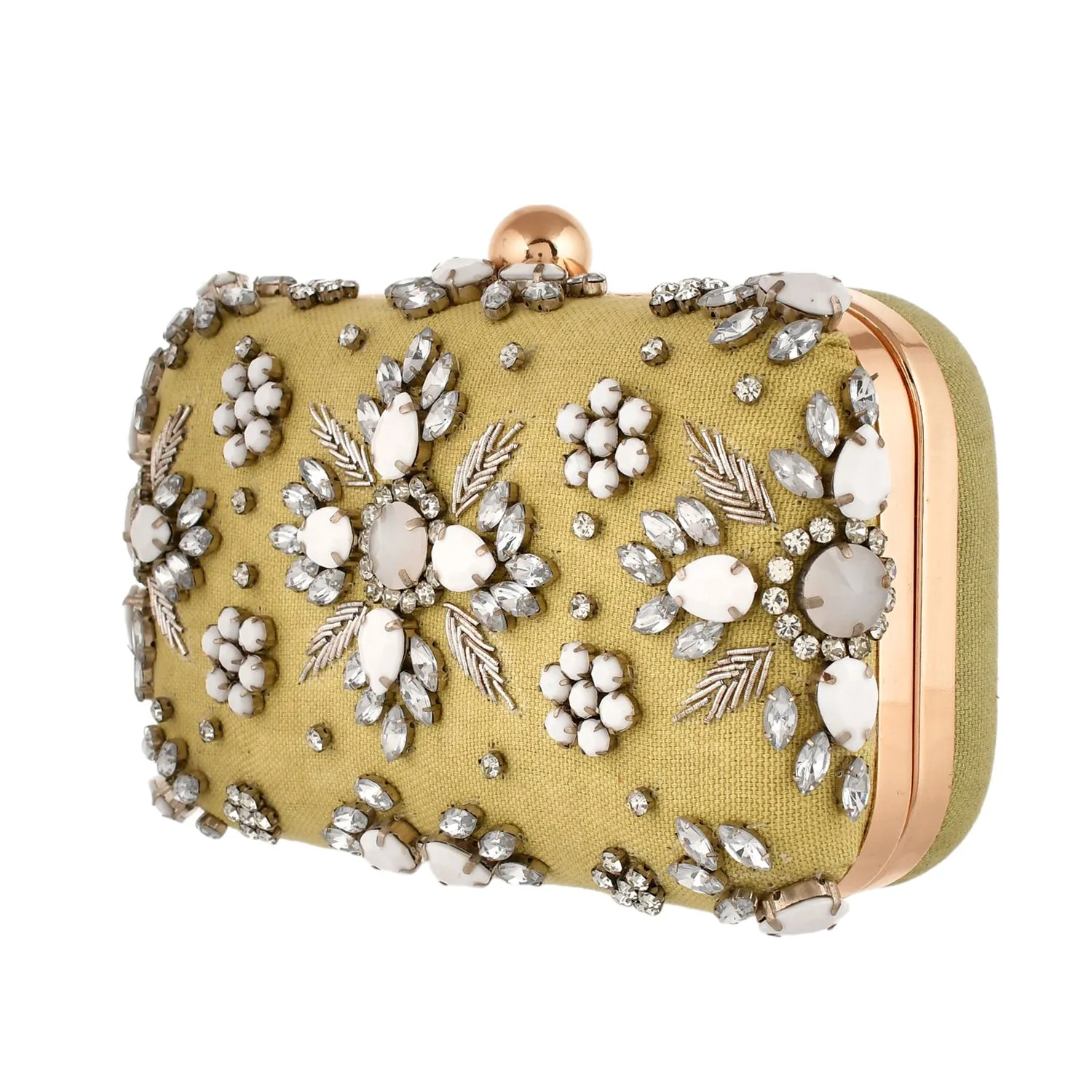 Trendy Bags Green Gems Studded Clutch