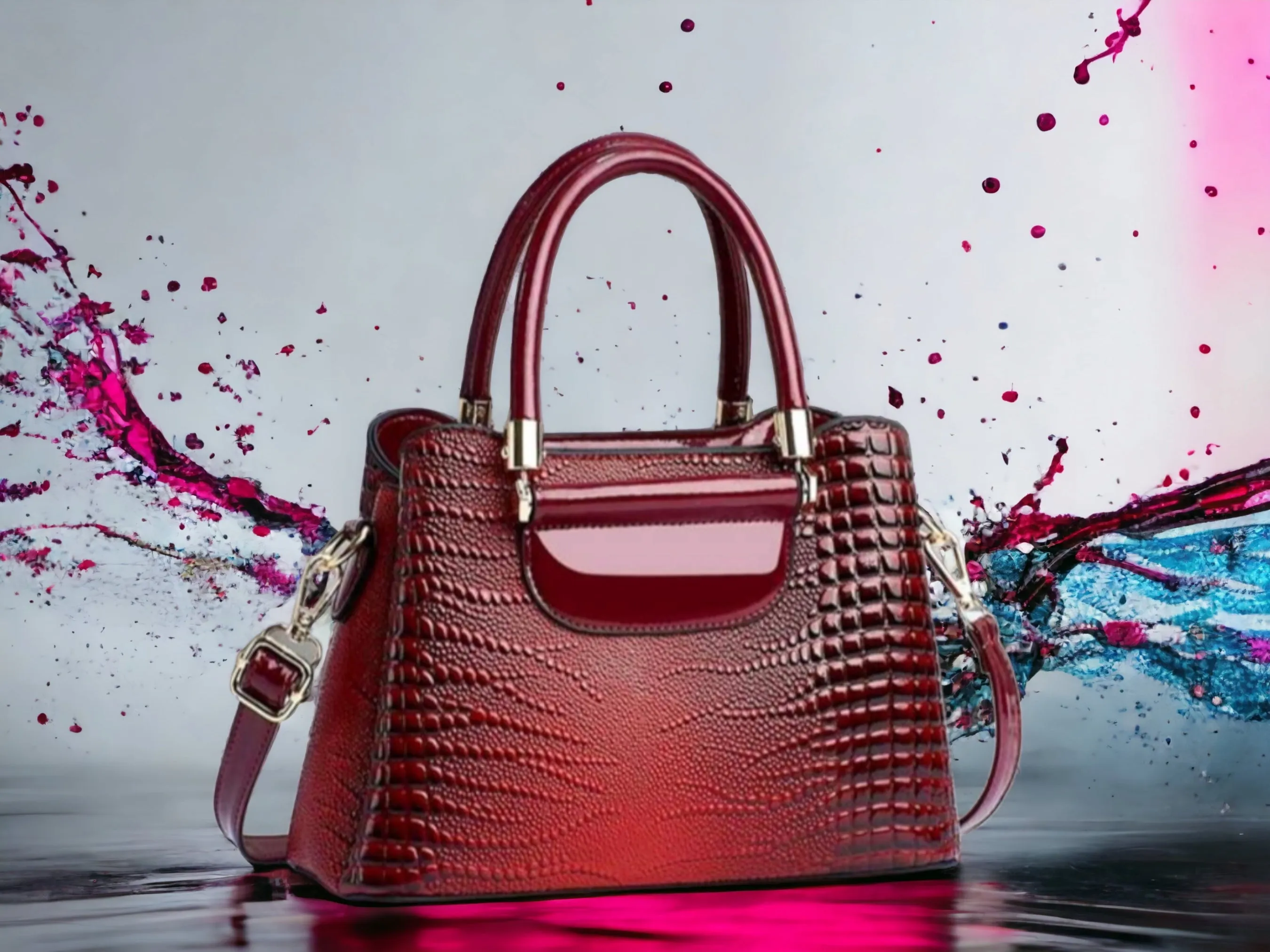 Trendy Faux Leather Handbag, Women's Crocodile Embossed Crossbody Bag Stylish Purse With Removable Strap