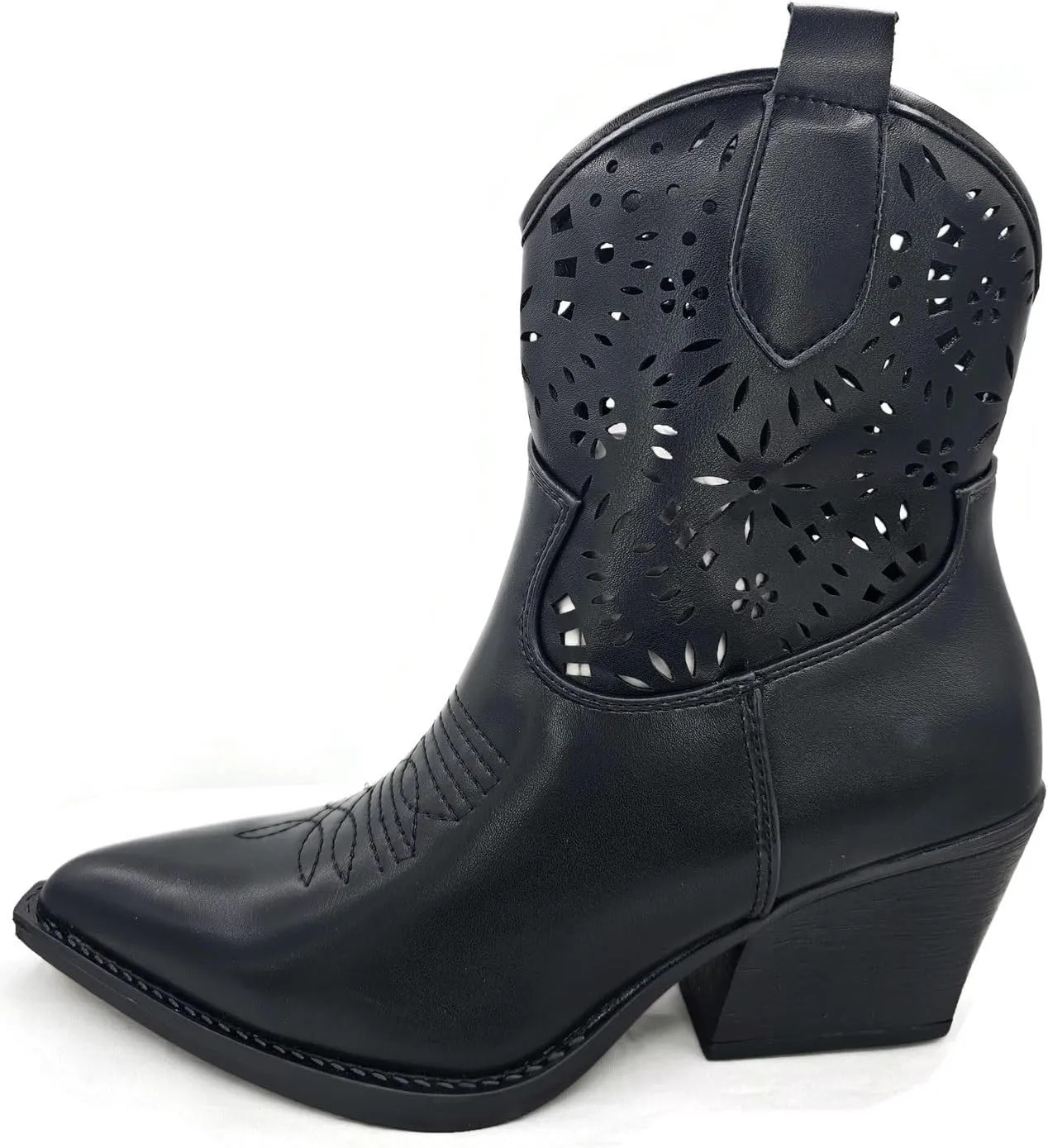 TruFox Women's Cowboy Cowgirl Ankle Booties Western Stylish Faux Leather Low Heel Boots