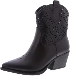 TruFox Women's Cowboy Cowgirl Ankle Booties Western Stylish Faux Leather Low Heel Boots