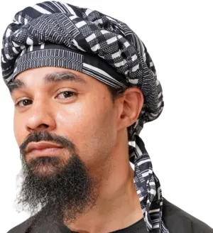 Turban Head Wraps for Men, Skull Cap, Halo Turban, Pre-Tied Tassels Men, Satin Lined Hat with Fringe Twisted Tail