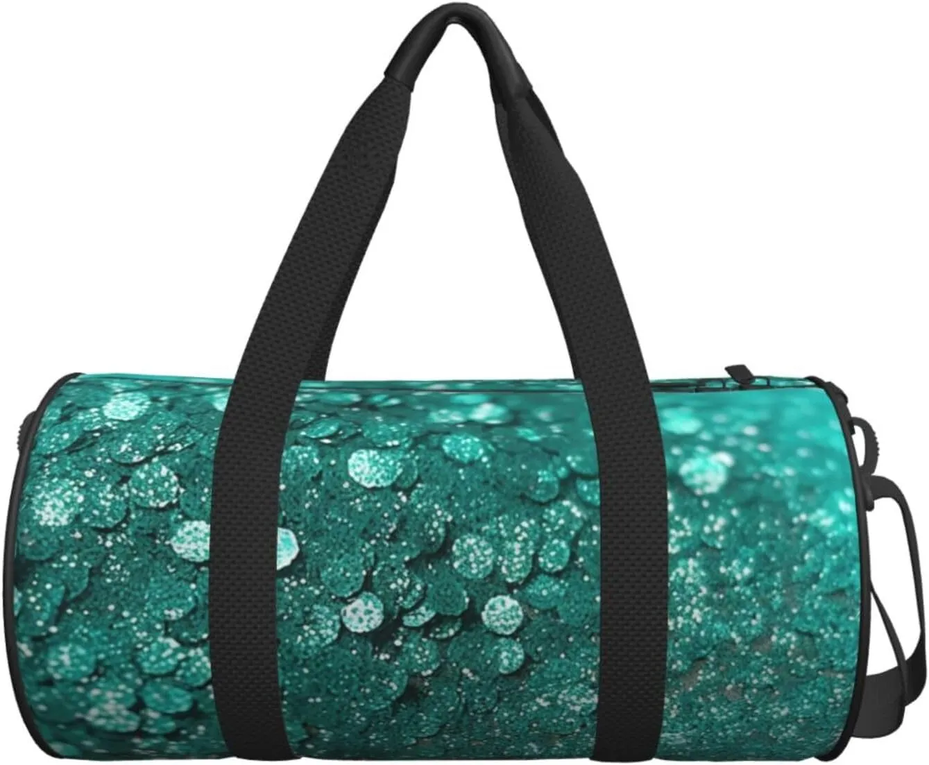 Turquoise Glitter Travel Duffle Bag for Men Women Sport Gym Bag Foldable Weekender Bag Carry on Overnight Bag for Travel Swimming Basketball