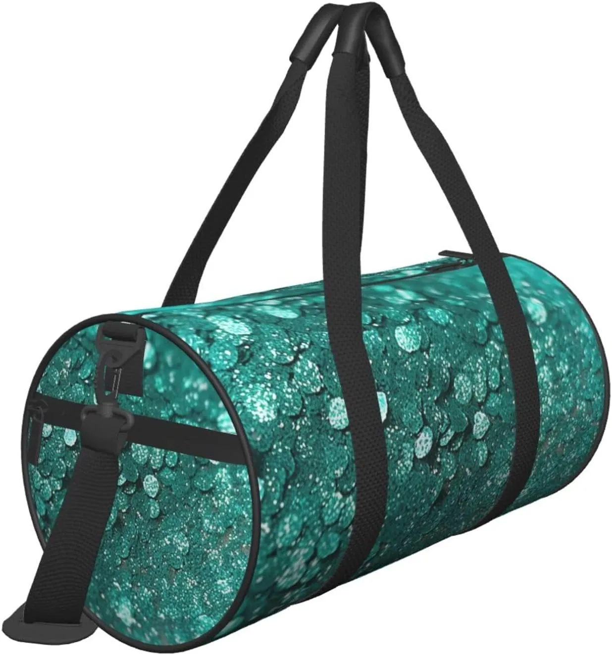 Turquoise Glitter Travel Duffle Bag for Men Women Sport Gym Bag Foldable Weekender Bag Carry on Overnight Bag for Travel Swimming Basketball