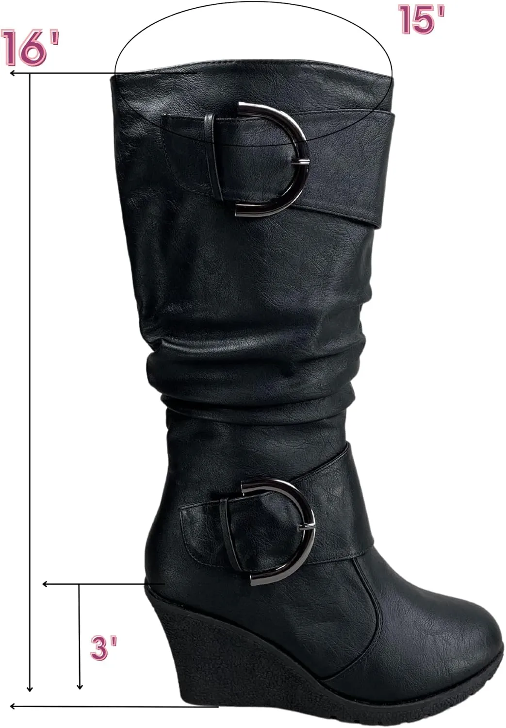 TZ Rose-65 Women's Fashion Round Toe Wedge Mid Calf Knee High Boot Shoes